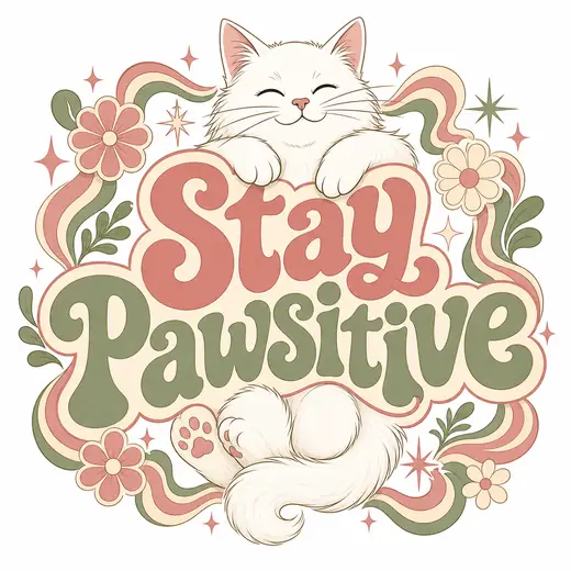 Print-on-demand design: Stay Pawsitive cat