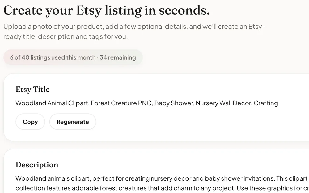 Etsy Listing Creator in Creator Studio